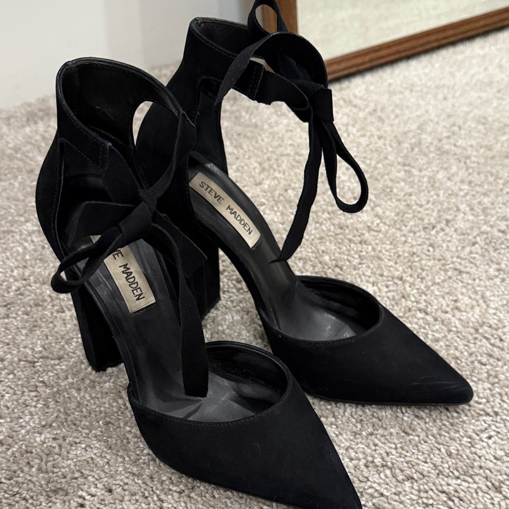 Steve Madden Black Ankle Strap Heels